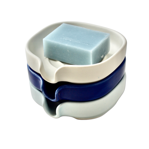 Self-Draining Porcelain Soap Dish – Ceramic Bathroom Soap Holder Tray for Sink & Shower