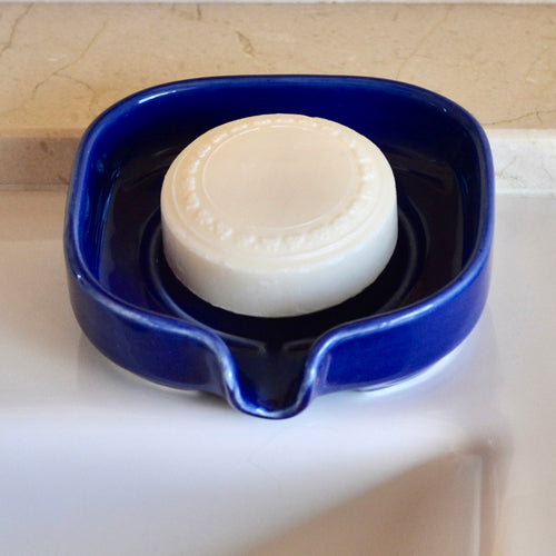 Self-Draining Porcelain Soap Dish – Ceramic Bathroom Soap Holder Tray for Sink & Shower